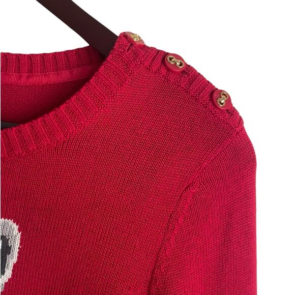 Charter Club Women Tunic Sweater M Red French Bulldog Graphic Knit Dog Novelty - Picture 5 of 10